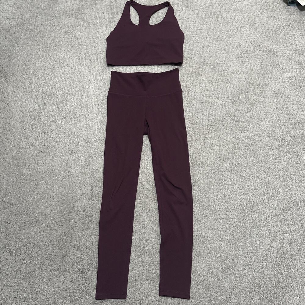 Resoluna (Niyama Sol) maroon racerback bra & high-waisted leggings Size Small